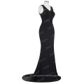 Starzz Floor-Length Sleeveless V-Neck Black Lace Formal Evening Dress ST000083-1